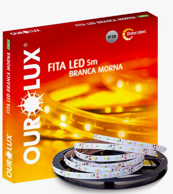 Ourolux Fita LED 5m Branca Morna IP20